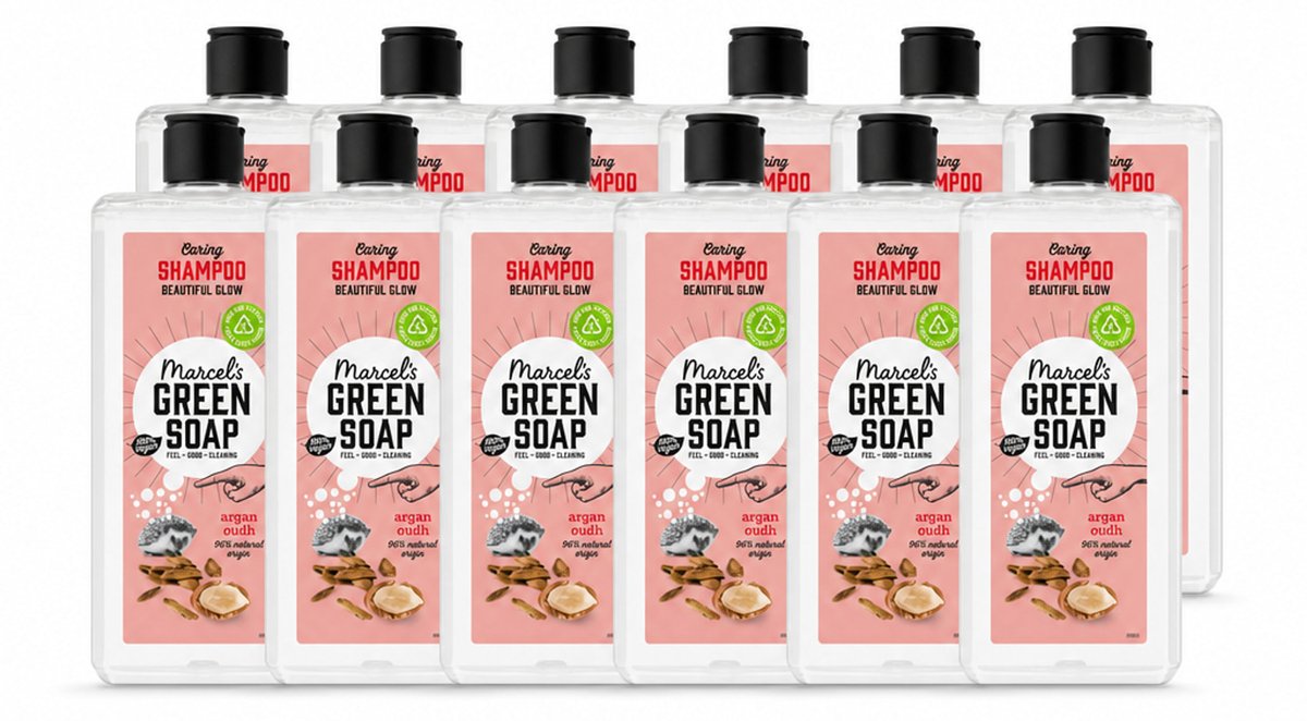 12 x Marcel's Green Soap - Shampoo - Argan & Oudh - Versterkt & verzorgt - 300 ml - Voordeelverpakking - 12 stuks