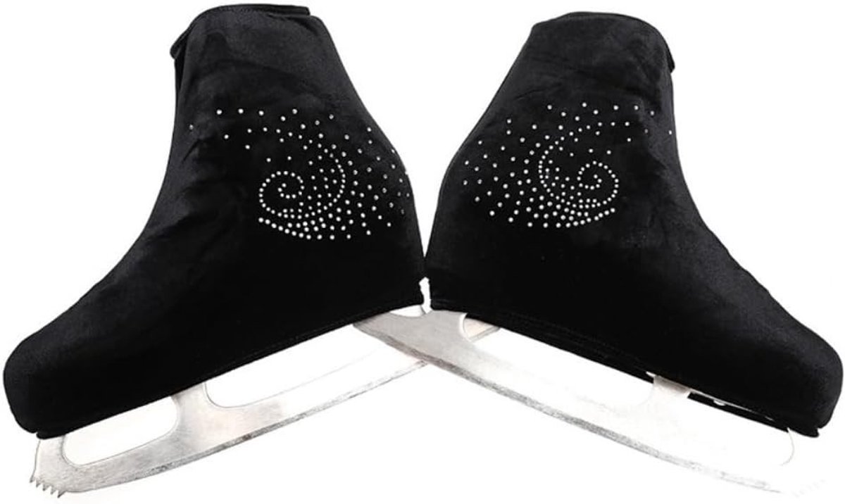 Elegante Velours Schaatsbeschermers met Strass, Scheurvast en Elastisch, Voor Schaatsen en Inline Skates, Maat M (33-36)