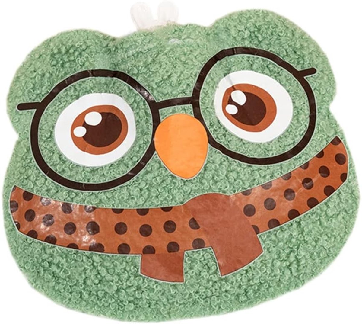 Pluche warmwaterkruik met zachte overtrek voor pijnverlichting, handwarmer en bedfles, groene uil, 140 x 150 mm, ideaal voor kinderen en volwassenen
