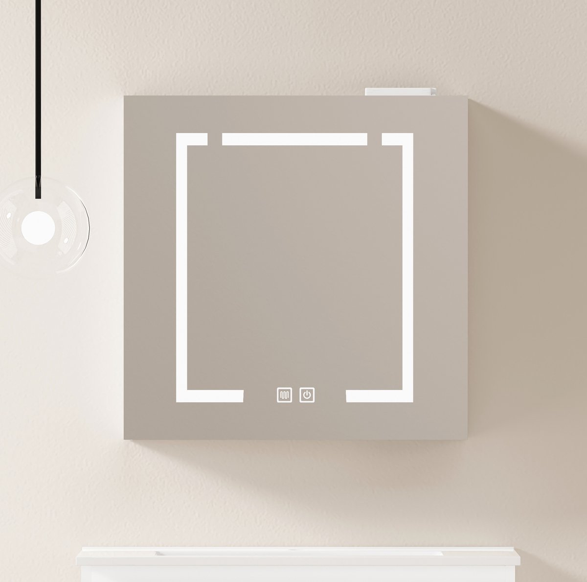 Wishdor Led-spiegelschrank - Met ledverlichting en opbergruimte - Wandmontage - Modern design - Voor badkamer, woonkamer en slaapkamer - Mdf en glas - Wit - 60 x 14 x 60 cm