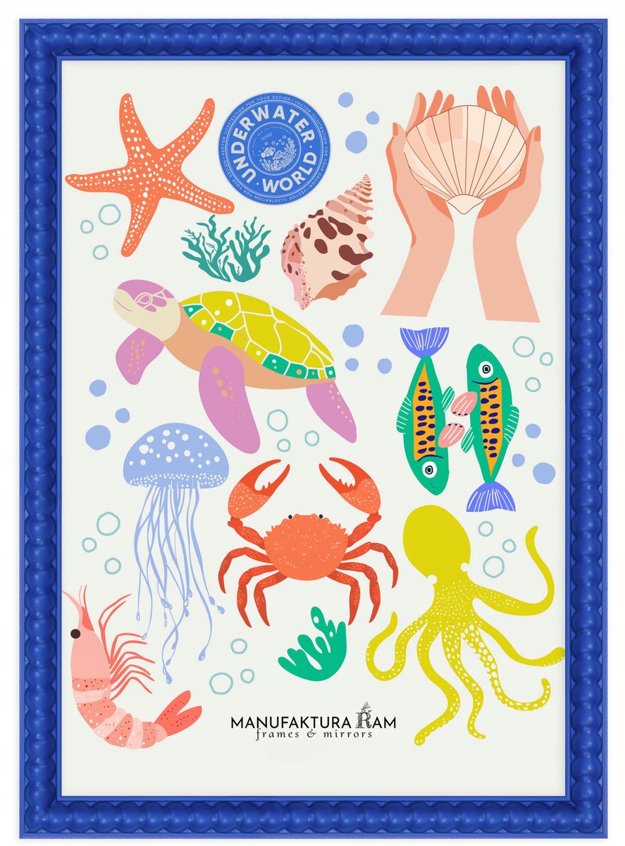Merkloze fotolijst 30x40 cm, donkerblauw, met echt glas