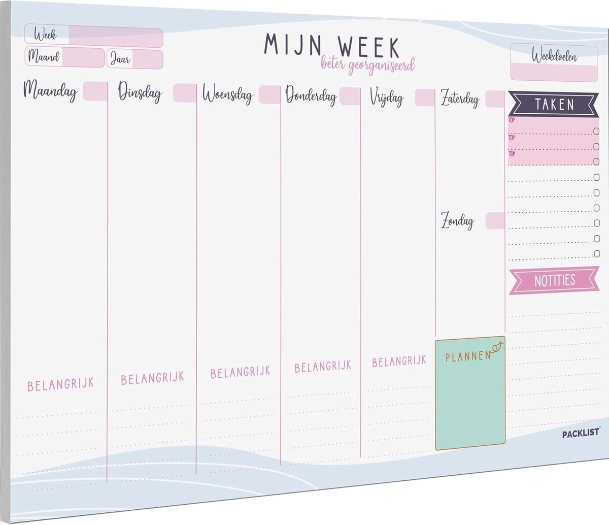 Weekplanner A4 Ongedateerd - Weekplanner NL - A4 - 100% Papier - Voor Efficiënte Weekorganisatie