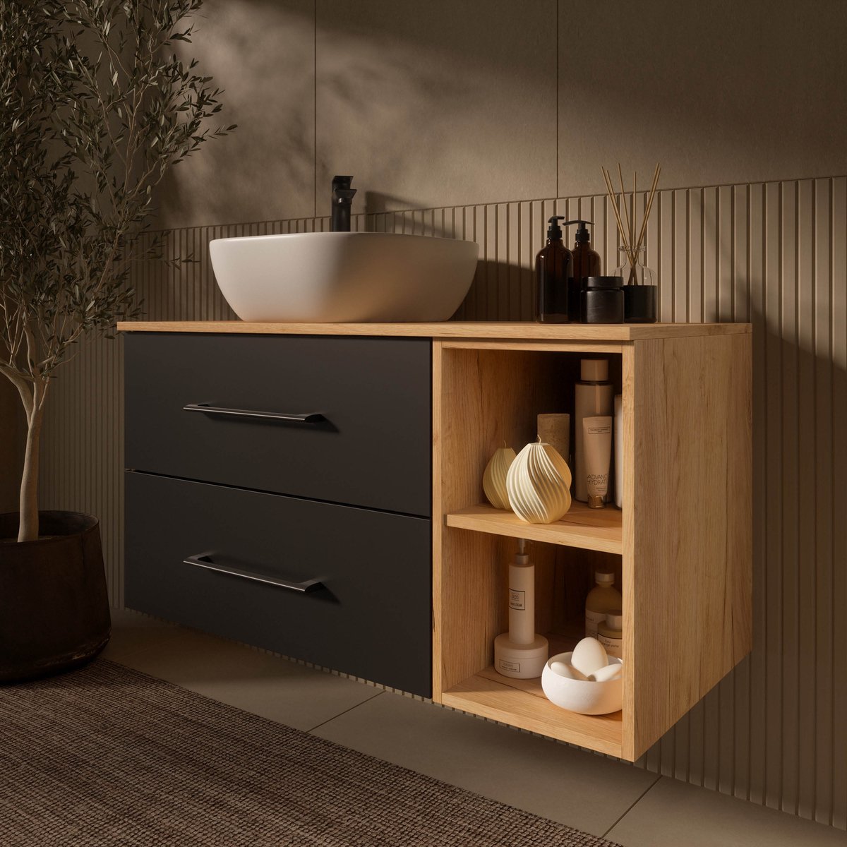 Planetmöbel LUX Wastafelmeubel 100 cm met Wastafel 42 cm Wit