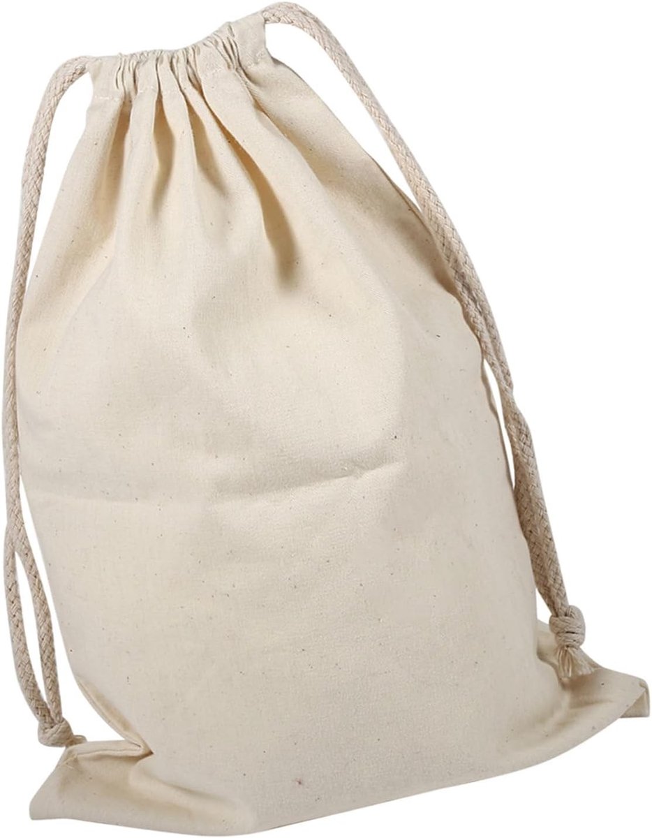 Katoenen Trekkoord Tas met Opbergcompartiment, Ideaal voor Reizen en Thuisgebruik, 22x28cm, Handige Waszak voor Onderweg en Organisatie