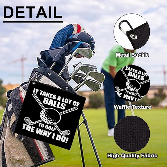 Zwarte Microvezel Golfhanddoek 30x30 cm met Clip - Absorberende Accessoires voor Toernooien en Training, Perfecte Cadeaus voor Golfliefhebbers — afbeelding 2