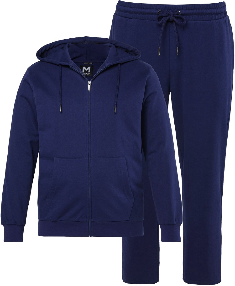 Men Plus - Heren - Men+ joggingpak tweedelig jack met capuchon tot 8XL - Nachtblauw - Maat 3XL