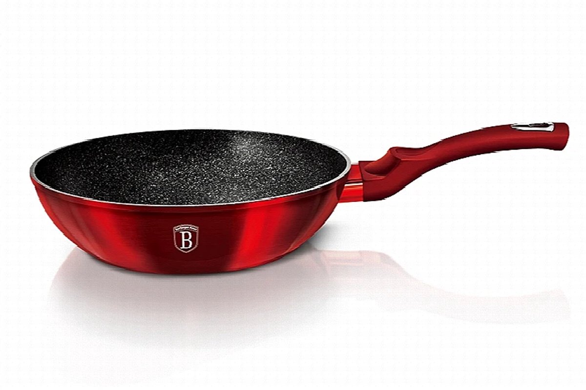 Wok met marmeren coating, 28 cm, Burgundy Metallic Line