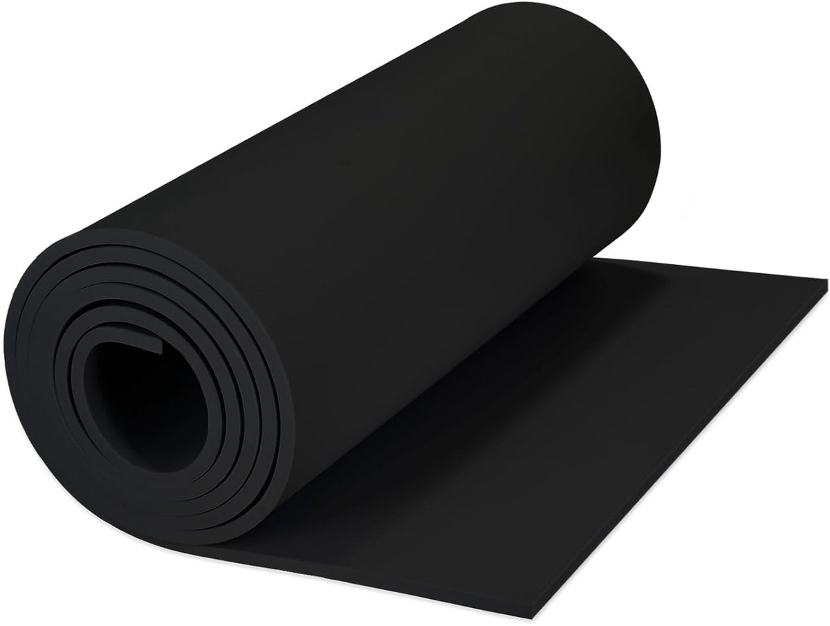EVA schuimrubber in zwart, 2 mm dik, hoge dichtheid, 86 kg/m³, 34 x 300 cm voor diverse toepassingen