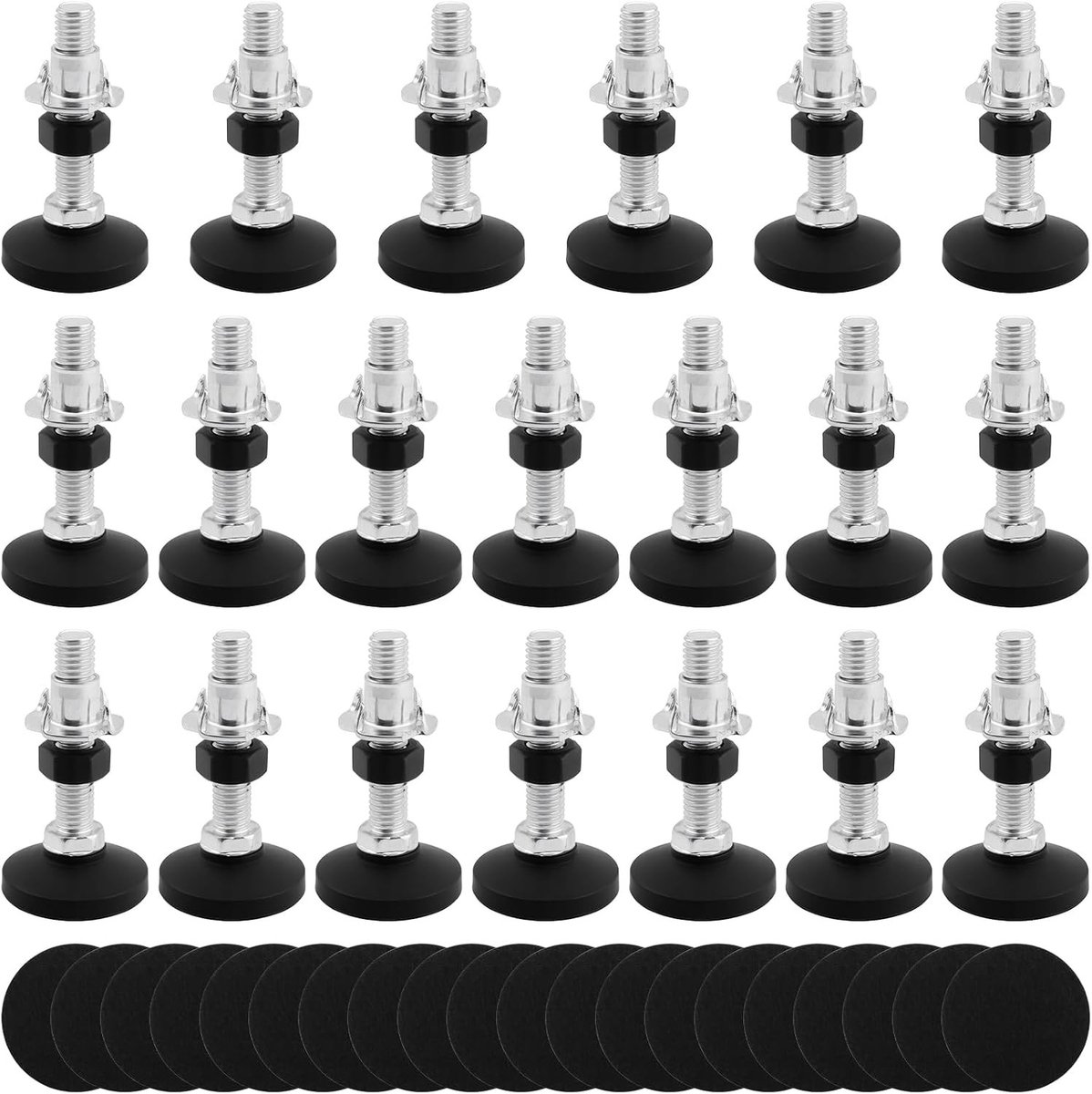 20 Stuks M10 x 50mm Verstelbare Meubelpoten, Antislip Niveauvoeten, Hoogte Verstelbare Steunen voor Meubels, Tafels en Kasten