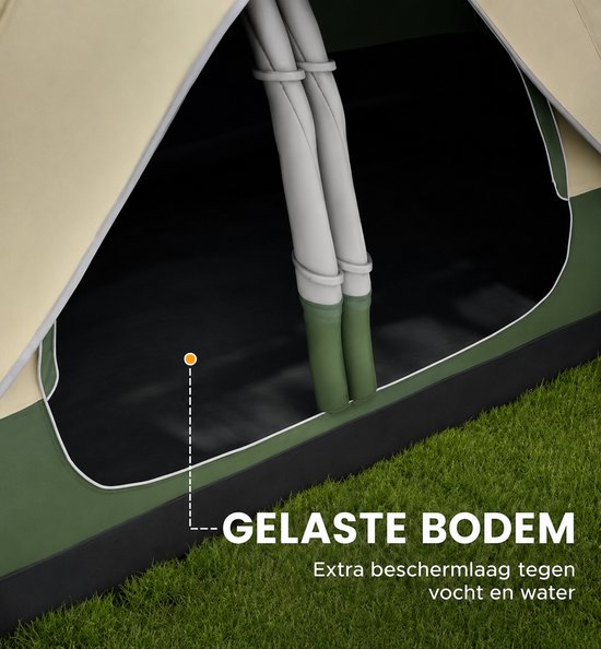ITRONIQ Tent 6/8 Personen - Familietent - Kampeertent Met 2 Kamers - Grote Camping Tent - Waterdicht 2000 mm - Olijfgroen — afbeelding 5