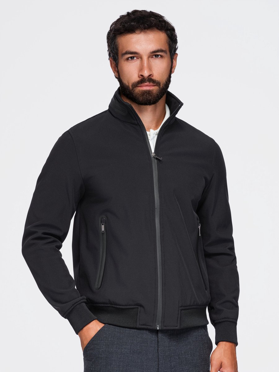 OMBRE Jas - Lange Mouw - Rits - Effen Zwart XL