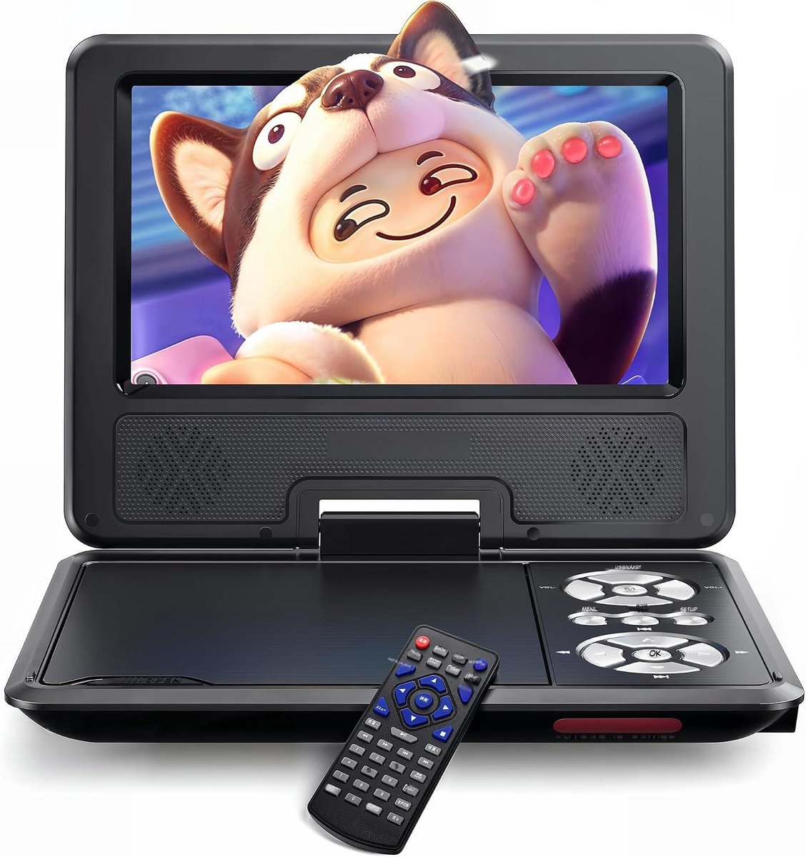 Kavora Draagbarer Dvd Speler - Draagbare Dvd Speler met Scherm - Draaibaar Scherm - Zwart - 21cm x 16cm x 4cm