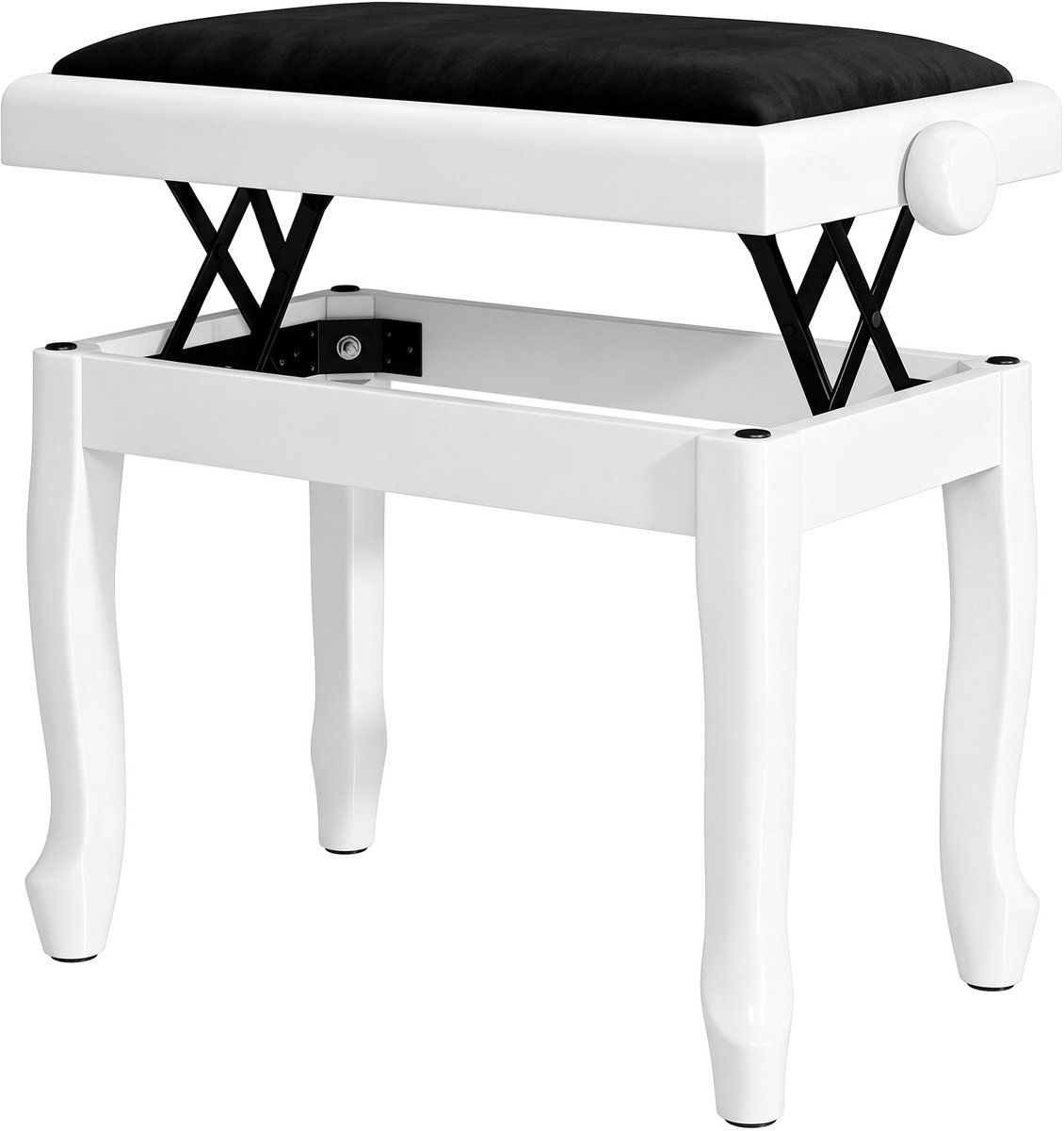 Pianokruk - in hoogte verstelbare pianokruk 45 - 56 cm - keyboardkruk - fluwelen bekleding - wit