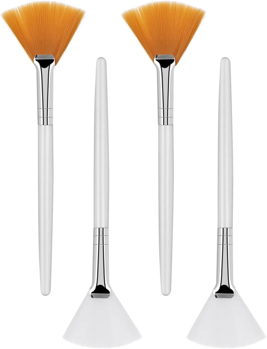 Set van 4 Gezichtsborstels, Fan Brushes en Applicator Borstels voor Make-up, Ideaal voor Modder en Gezichtscrème