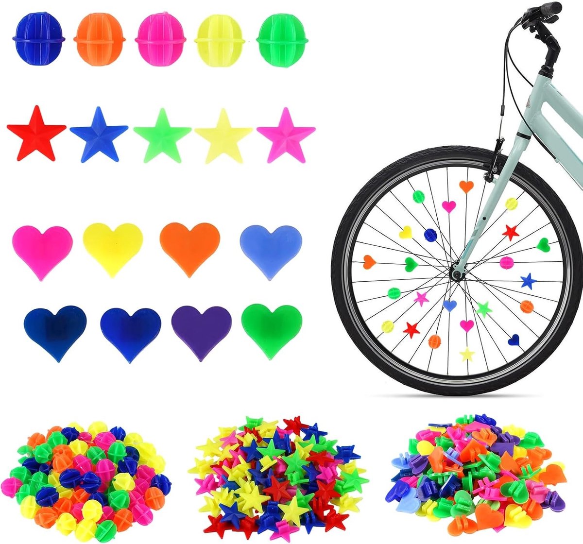 Kleurrijke Fiets Spaken Kralen Set van 216 Stuks, Reflecterende Spoke Clickers voor Kinderen en Volwassenen