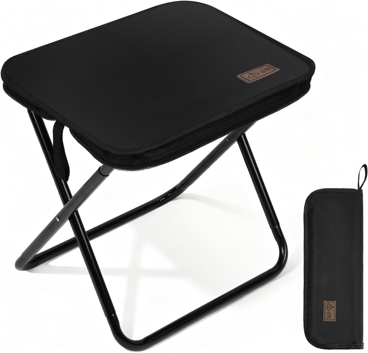 Opvouwbare kruk - Zwart - 32,5 x 26 x 31 cm - Oxford-stof en Koolstofstaal - Draagbare Kruk met Handtasfunctie