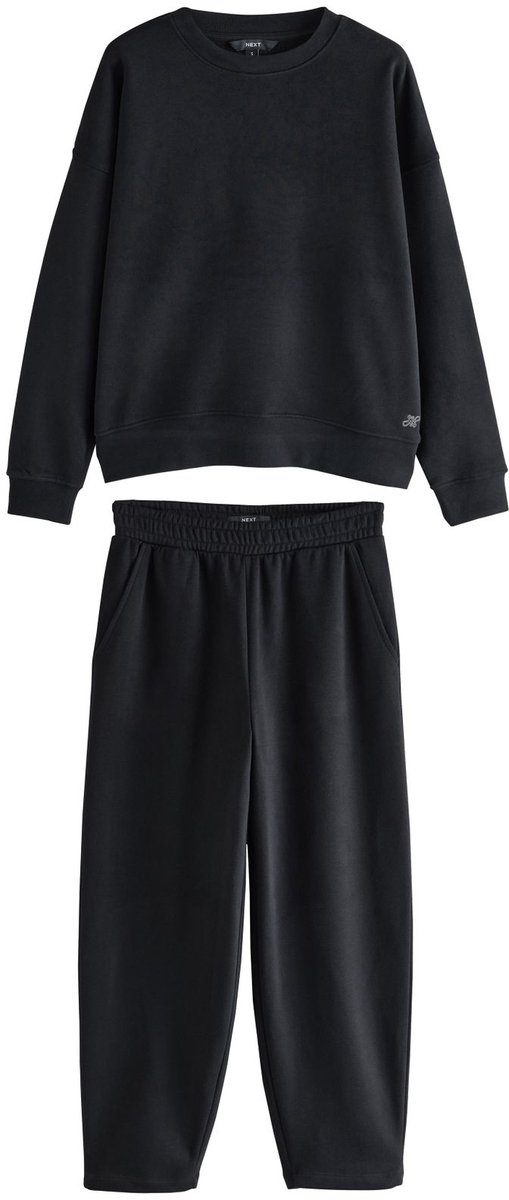 Next - Dames - Set van 2 sweatshirts met ronde hals en joggingbroeken - Zwart
