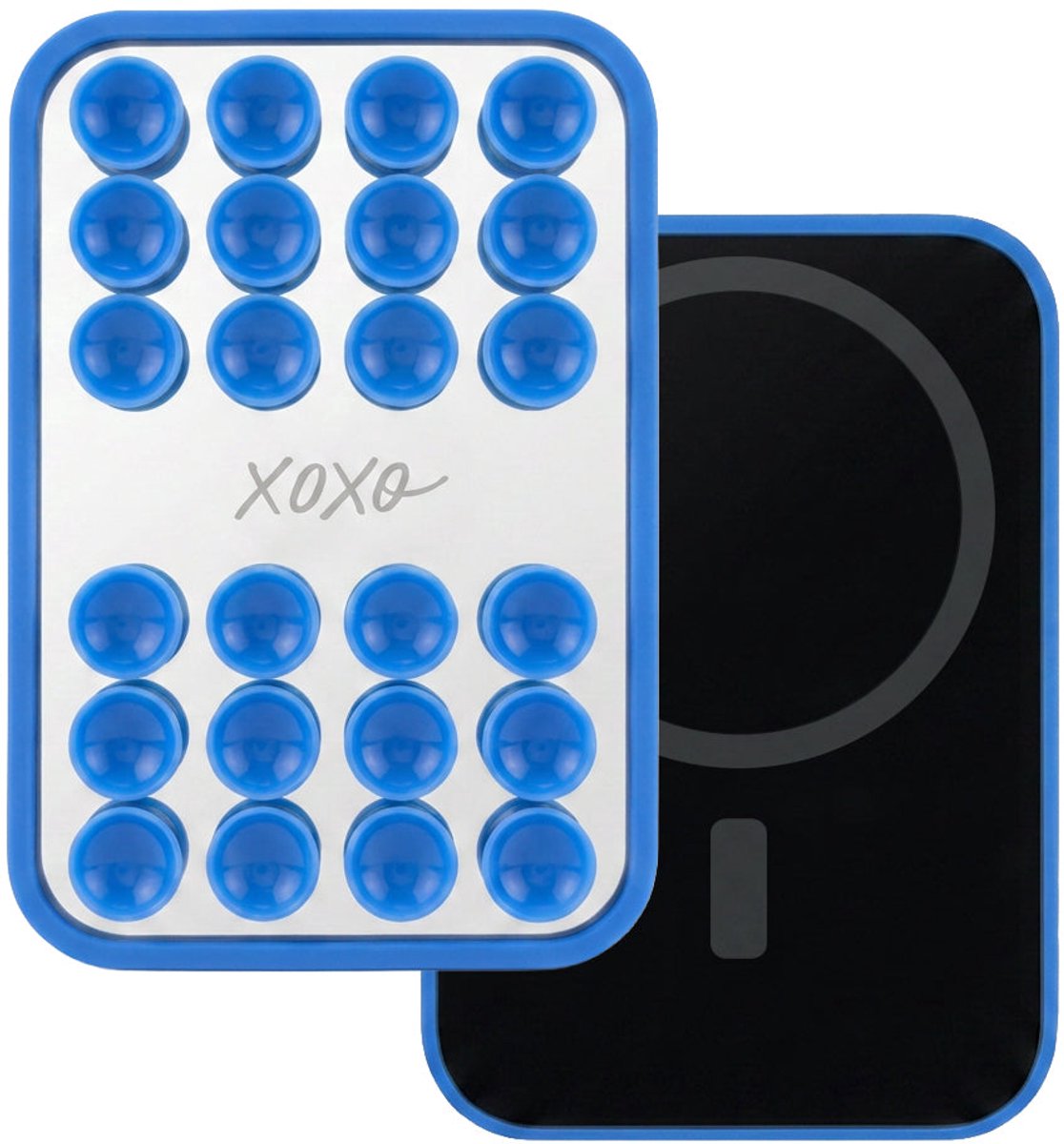 xoxo Wildhearts telefoonmagneet zuignap - Stick On Me Selfiesticker TikTok - Telefoon magneet - geschikt voor MagSafe Apple iPhone 12 / 13 / 14 / 15 / 16 / 17 / 18 / Mini / Pro (Max) / Plus / Air - Magnetisch - Vierkant - Blauw