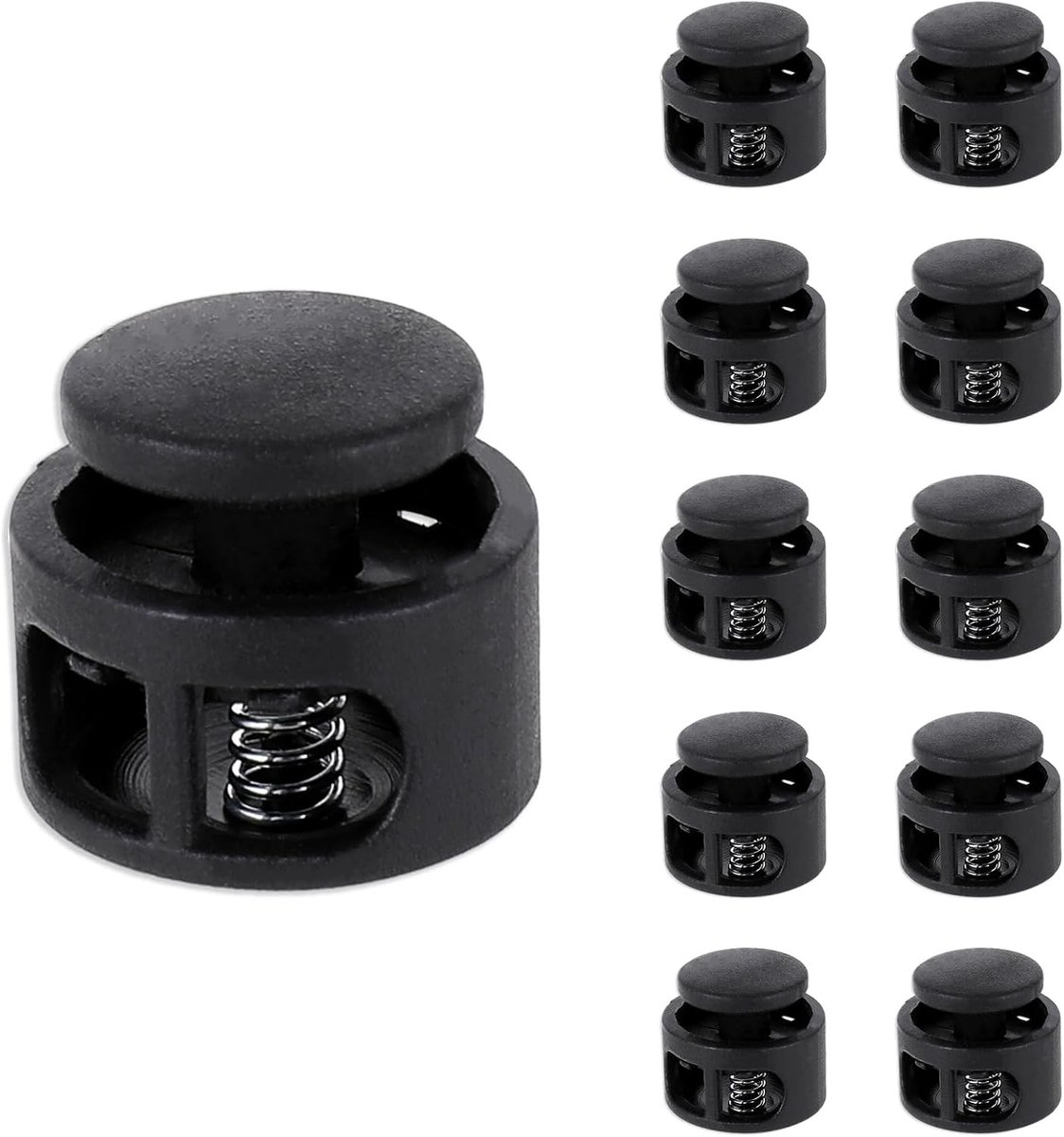10 Stuks Schoenveters Stropdasloten - Duurzame Plastic Koordsloten voor Trekkoorden, Paracord en Kledingaccessoires in Zwart