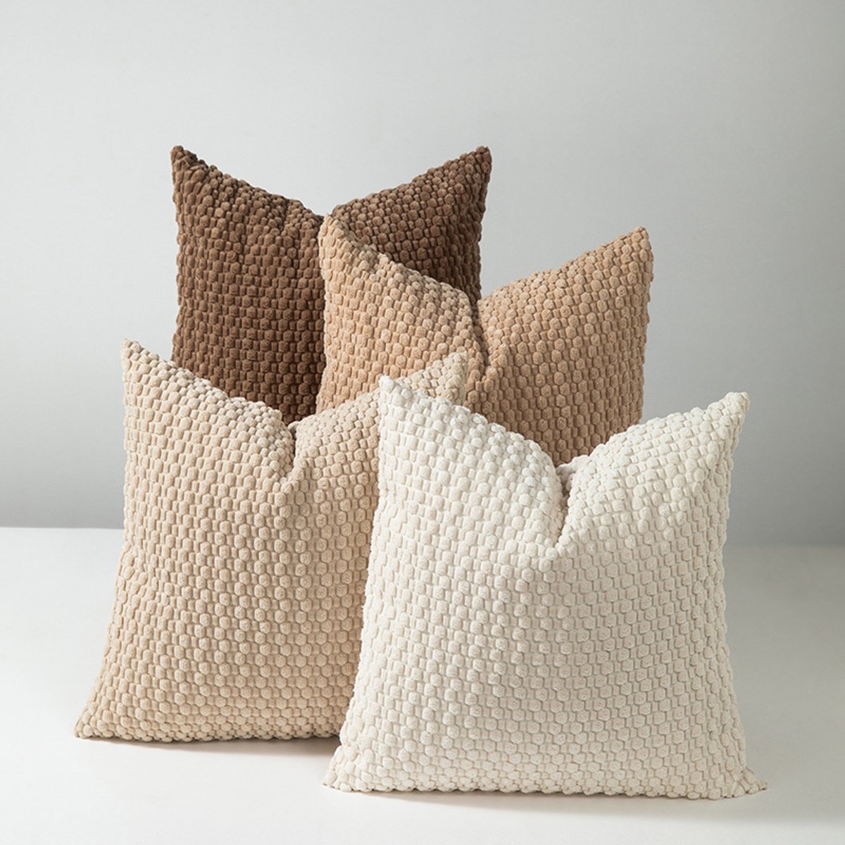 Kussensloop - 4 Stuks - Kussenhoes - Polyester - Kussensloop zonder vulling - Met ritssluiting - Decoratieve Kussenhoezen - Sierkussens - Vierkante kussensloop - Voor bank, bed, auto, tuin - 45x45cm - 4 Kleuren