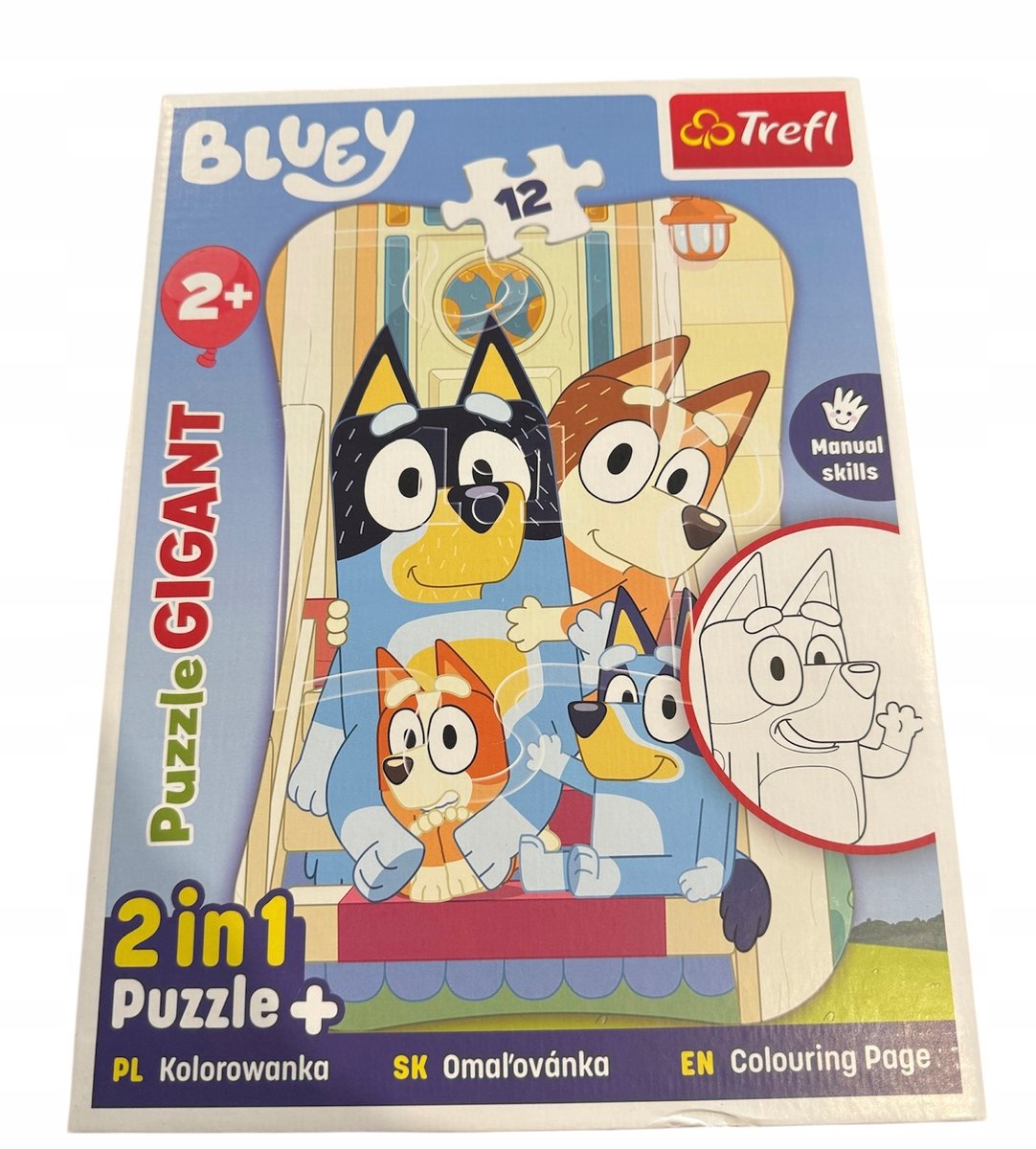 Trefl Bluey 2-in-1 Puzzel- & Kleurboek 12 Grote Stukjes