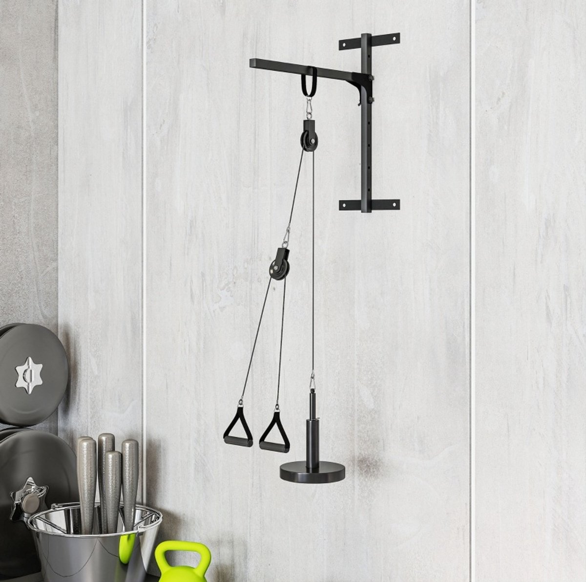 MODFU-Kabeltrek-Latpulley-Trainer-Staal-Zwart