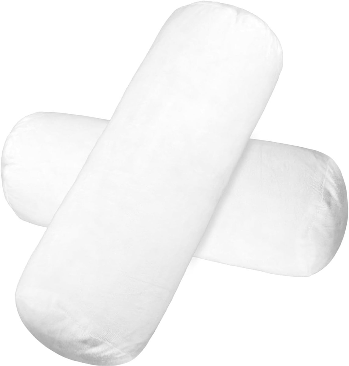 Set van 2 Lange Nekrolhoezen, 40x15cm Witte Kussenhoezen met Rits voor Geheugenfoam Kussens en Nekrol Kussens