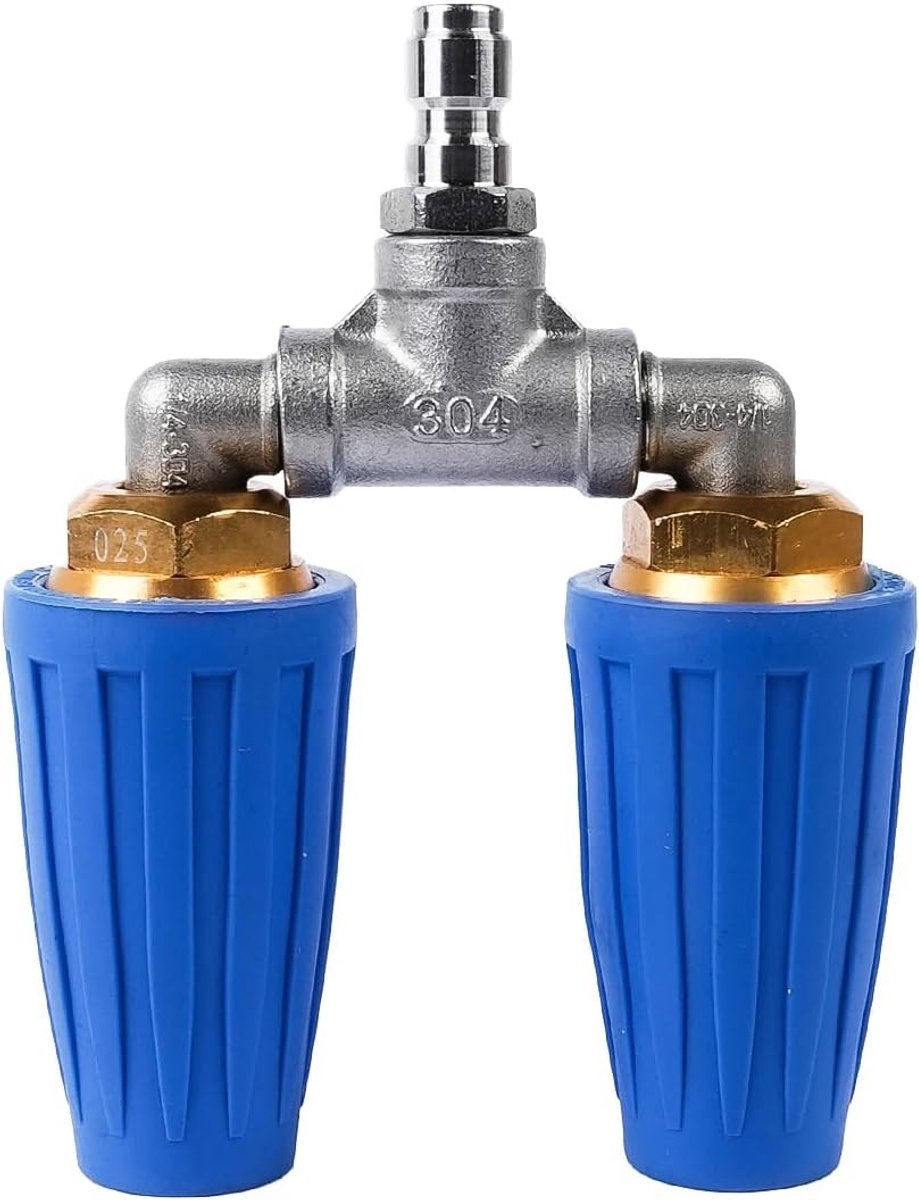 Dubbele Rotatie Spraykop voor Hogedrukreiniger tot 4000 PSI, 1/4" Snelsluiting, Efficiënte Reiniging en Verstelbare Straal