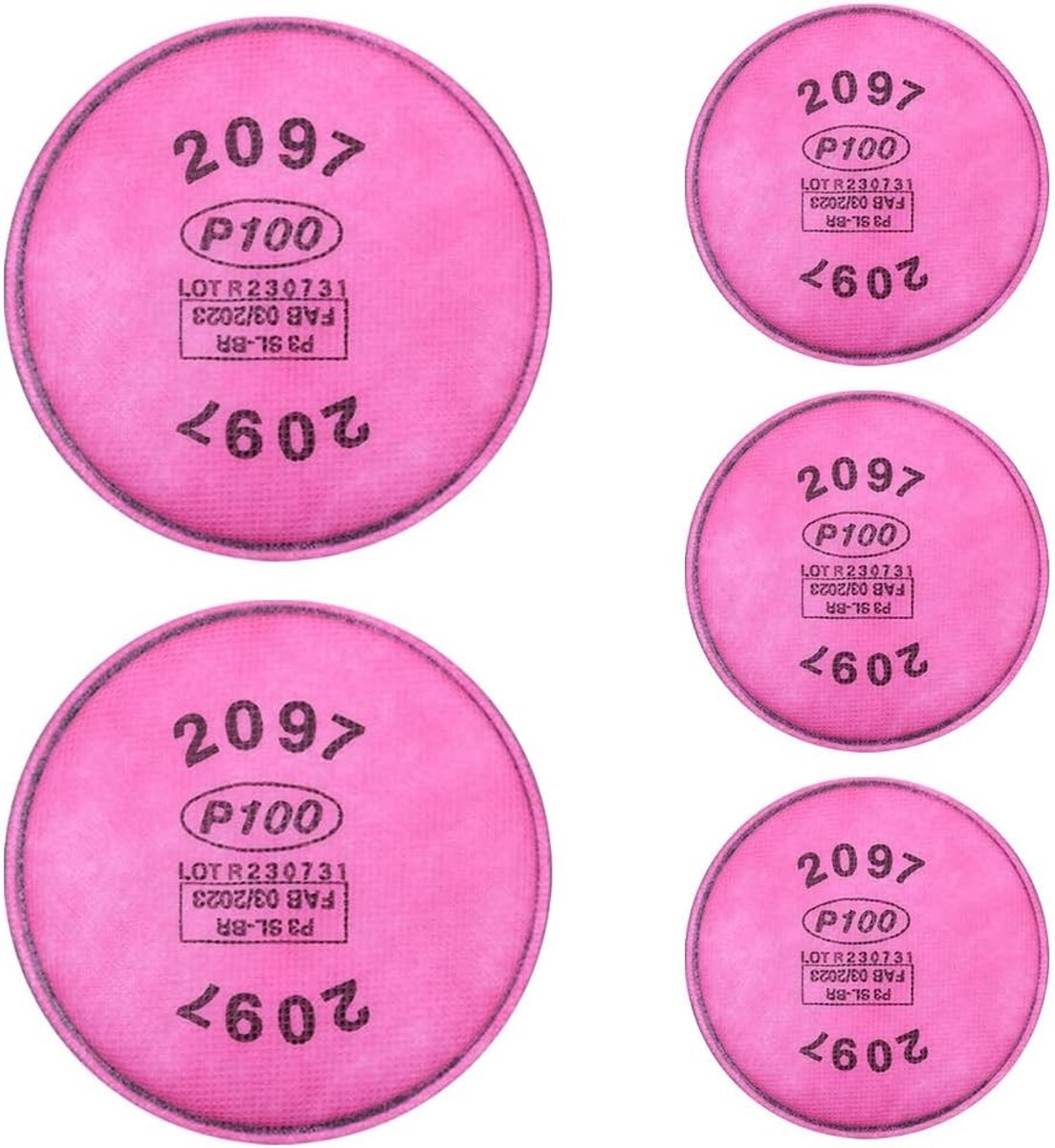 Hoogwaardige Particulate Filter Katoen voor Organische Damp en Deeltjes - Set van 5, Roze, Ademend en Comfortabel