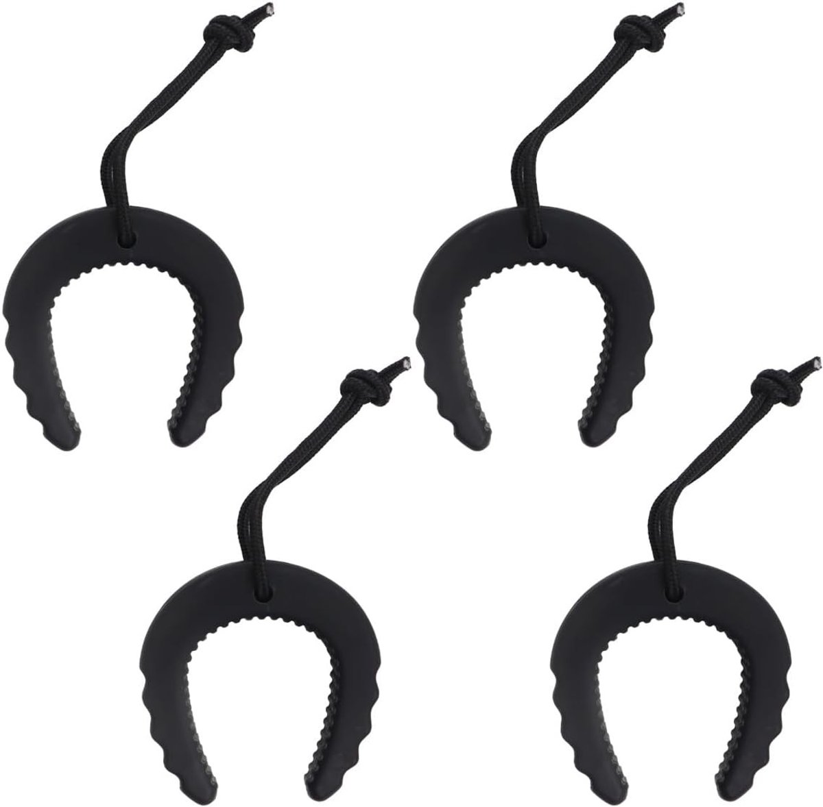 Veilige Deurstopper Set van 4 met Klembeveiliging voor Kinderen en Sterke Nylon Koord - Zwart