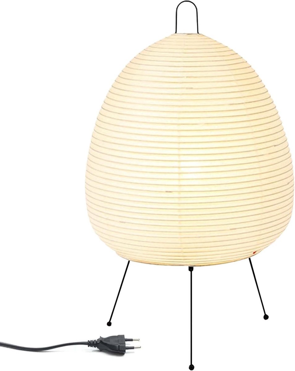 Staande lamp - Wit - 28 x 28 x 47 cm - Rijstpapier Lampenkap met E27 Fitting - Voor Woonkamer en Slaapkamer