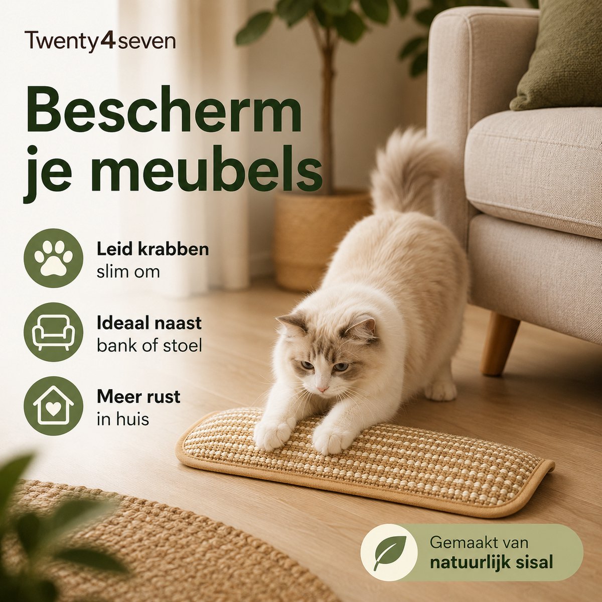 Twenty4seven® Kattenspeelgoed Krabkussens 2 Stuks - Sisal Kattenspeeltjes met Catnip & Kattenkruid - Interactief voor Katten & Kittens thumbnail 6