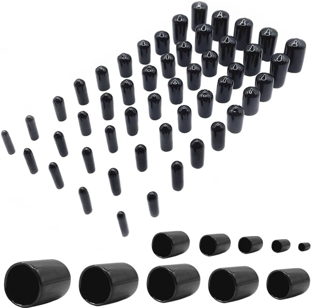 Rubberen Eindkappen - 200 Stuks Beschermende Caps voor Schroeven, Haken en Kabels (10 Maten, Binnen Diameter 2-11mm)