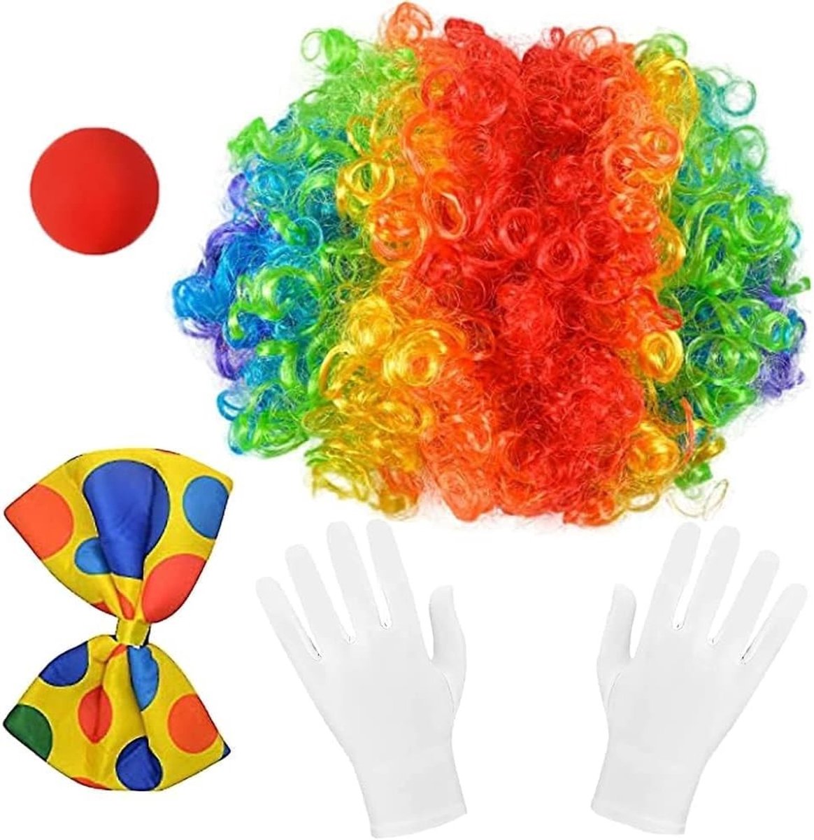 Grappig 4-delig circuskostuum voor volwassenen, ademend, comfortabel en perfect voor feesten