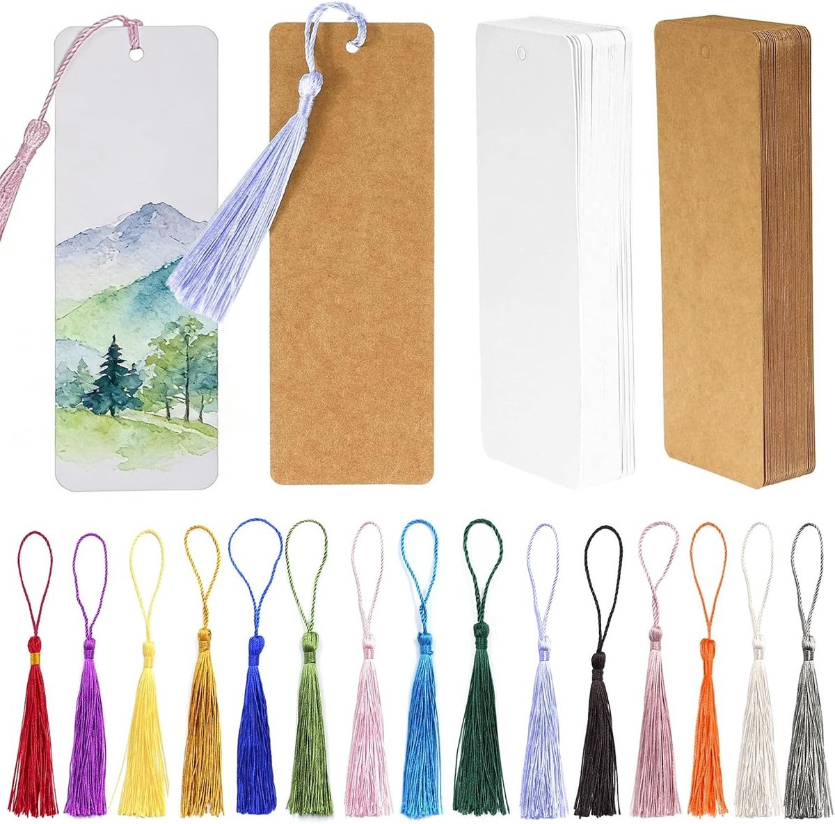 90 Stuks Blanke Boekenleggers van 14 x 4.8 cm met Tassels voor DIY Projecten en Lezen Accessories