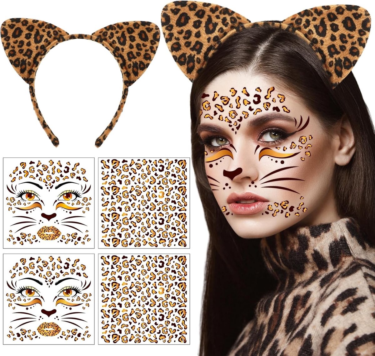 Halloween haarband en tijdelijke tatoeages voor carnaval en kostuumaccessoires voor dames en heren