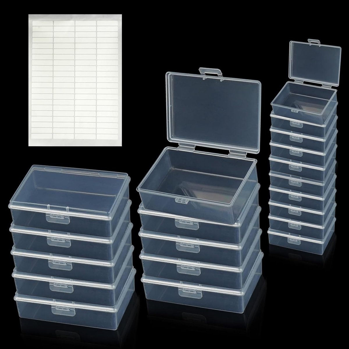 Opslagdozen met Deksel - 20 Stuks Duidelijke Plastic Organizers voor Kleine Voorwerpen, Labels, en Sieraden