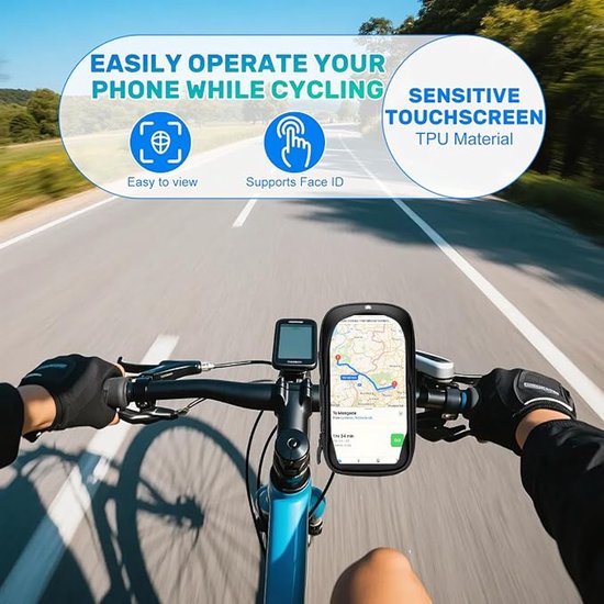 Waterdichte zwarte mobiele telefoon houder elektrische motorfiets rijden navigatie houder bergweg fiets touchscreen mobiele telefoon tas — afbeelding 3