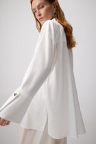 Touché Privé - Satijnen blouse met brede manchetten - Wit - Dames
