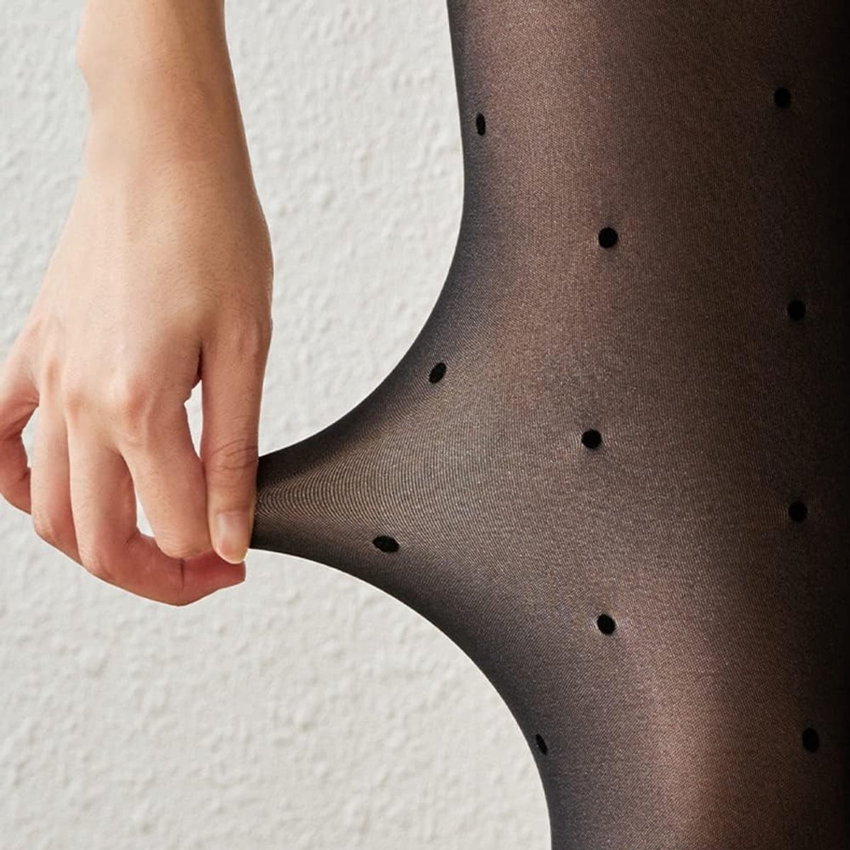 Zwarte panty met hartjes en stippen, vlinderprint, nepdoorschijnend, controle top, warme en rekbare shaper-panty voor vrouwen