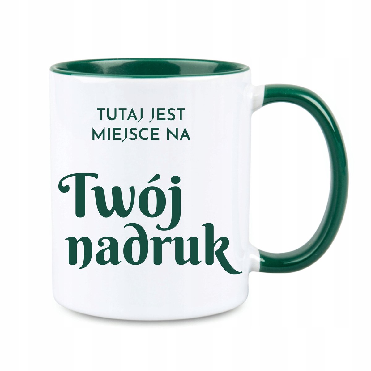 Merkloze Witte Mok 330ml met Groene Binnenzijde - Personaliseerbaar