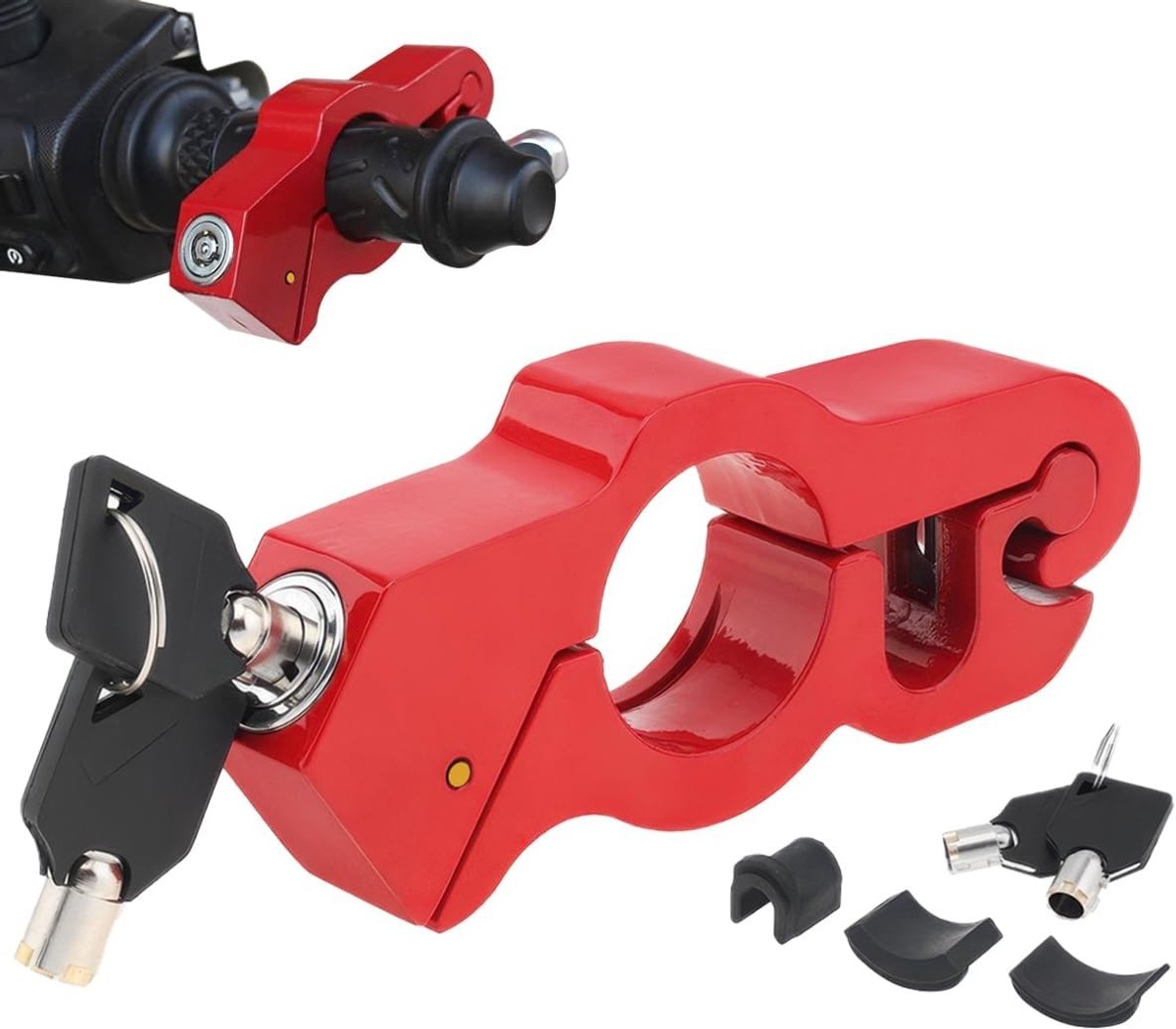 Motorstuurslot - Rood - 13,5 x 5,6 cm - Aluminium Antidiefstal Beveiliging - Voor Motorfietsen