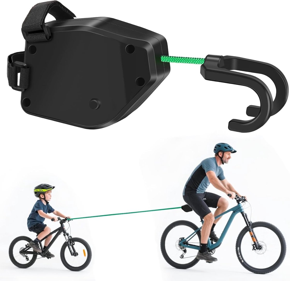 Fiets sleeptouw - Zwart - 2,5 meter - Intrekbaar nylon sleeptouw - Voor mountainbikes en kinderfietsen