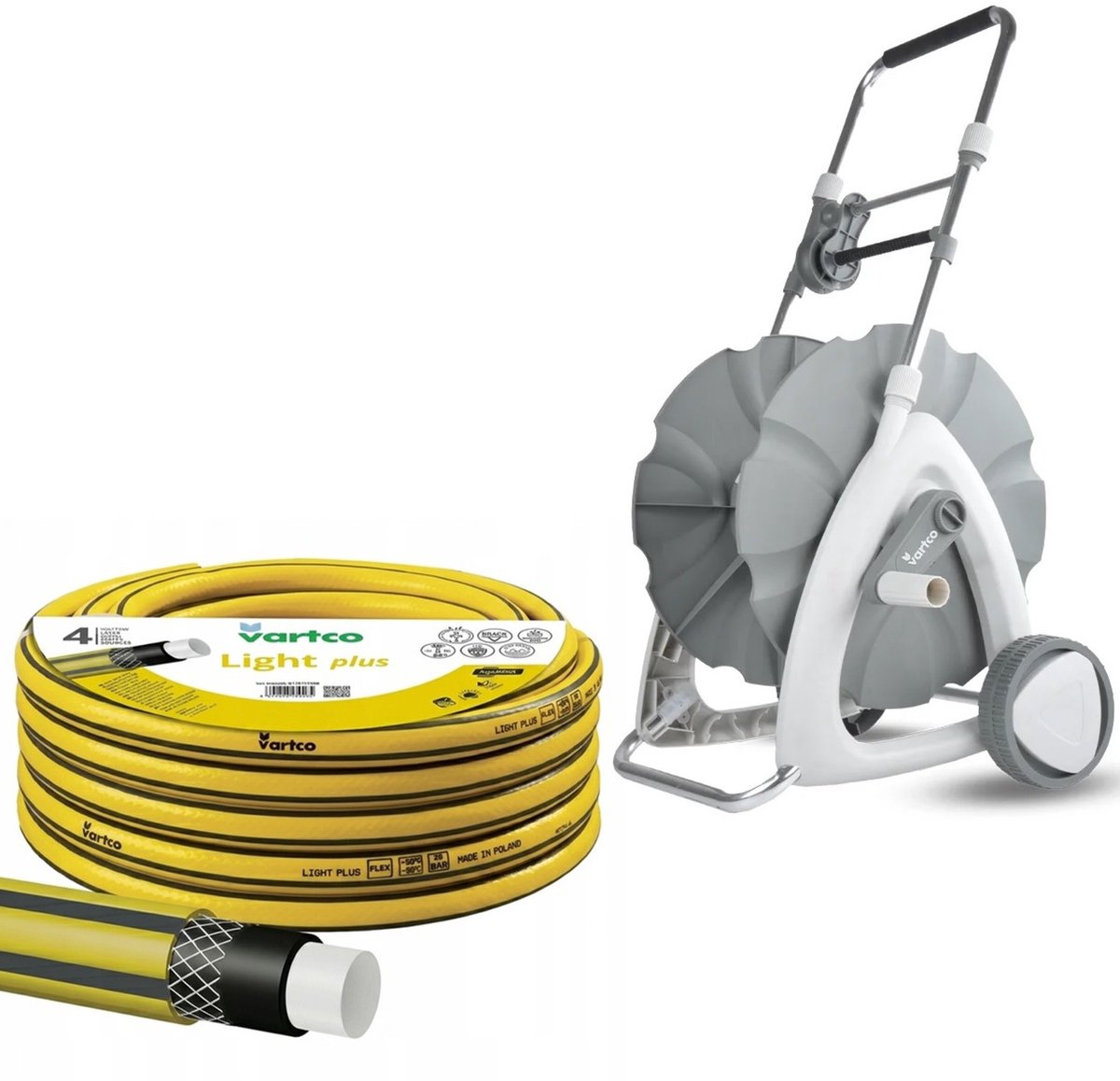 Tuinslangwagen + Vartco Light Plus-tuinslang 1/2" 30 m Agaplast