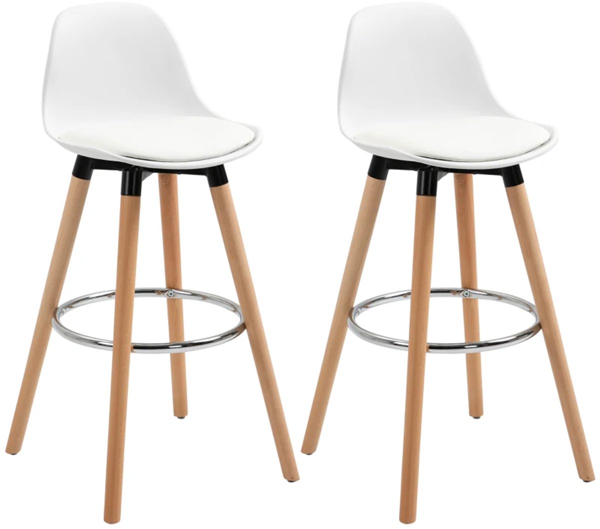 ZYLARO Barkruk - Set Van 2 - Barstoelen - Scandi Design - Voetsteun - 38,5 x 42,5 x 91 cm - Naturel En Wit
