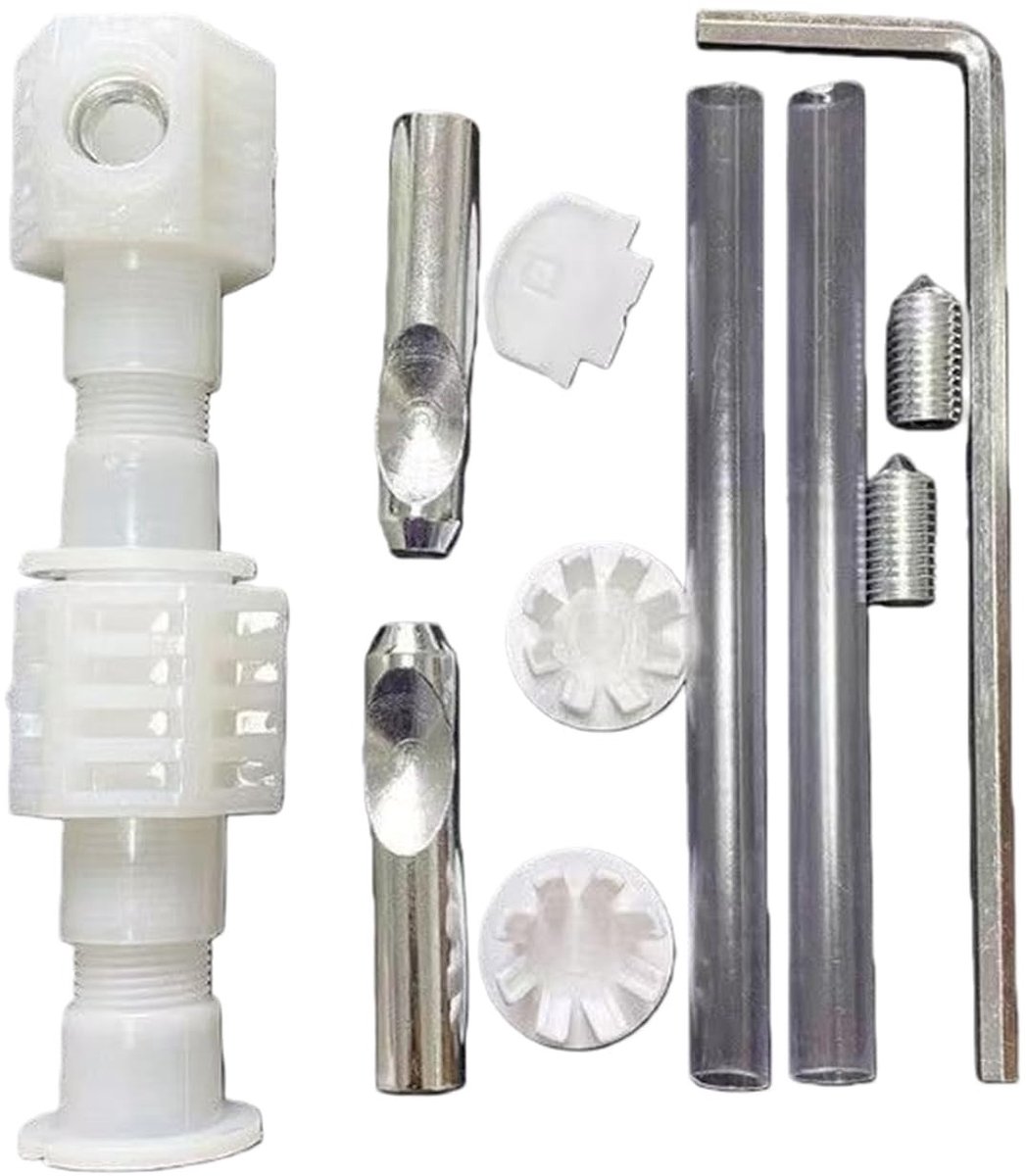 Toilet schroefset met bevestigingsmaterialen, kunststof en roestvrij staal, reparatieset voor toiletten en accessoires voor installatie