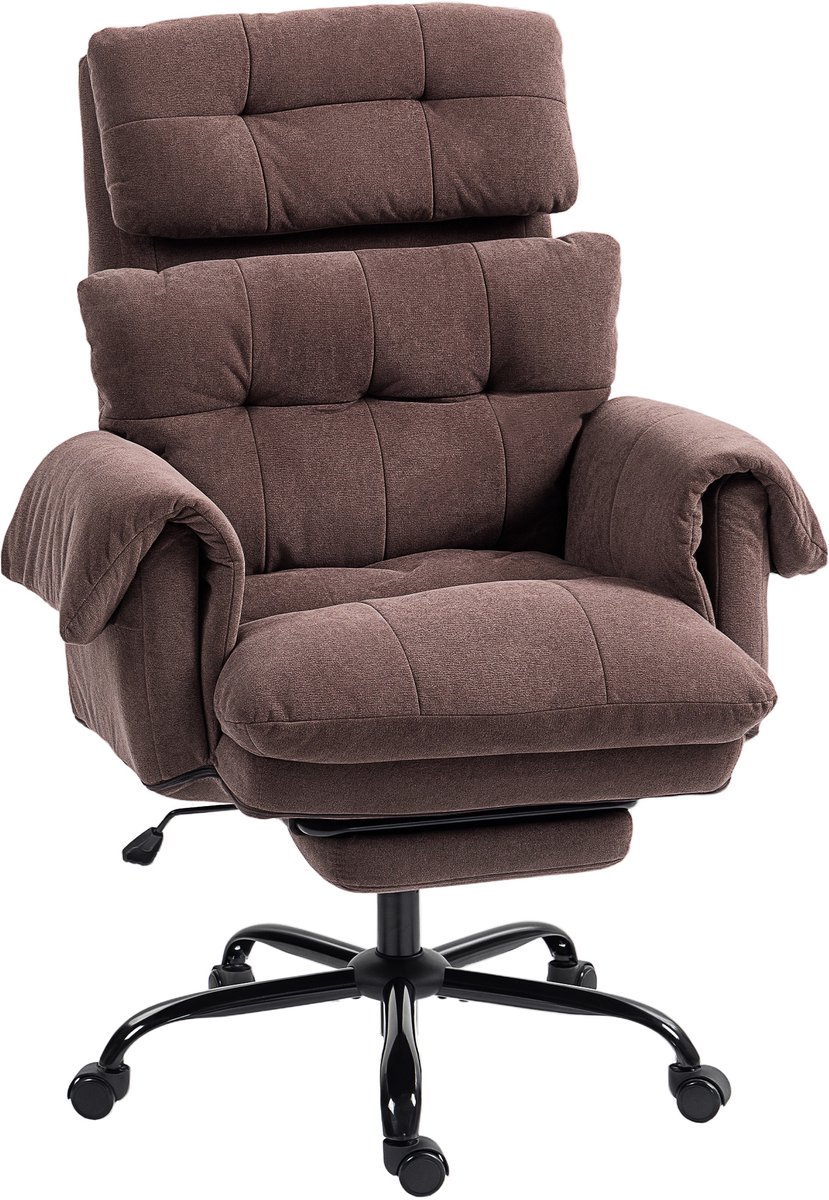 HOMCOM Office Chair Polyester 80L x 77B x 108-116H cm Koffiebruin