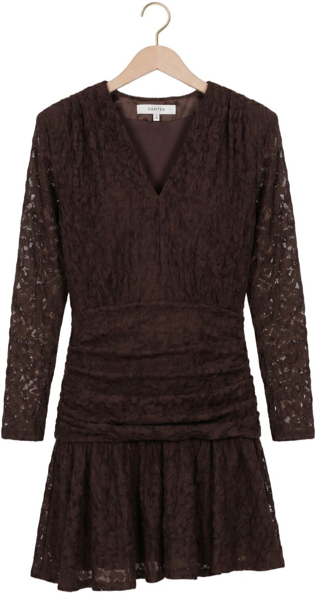 DANTE6 Skydance Lace Mini Dress Dames - Jurk - Bruin - Maat M
