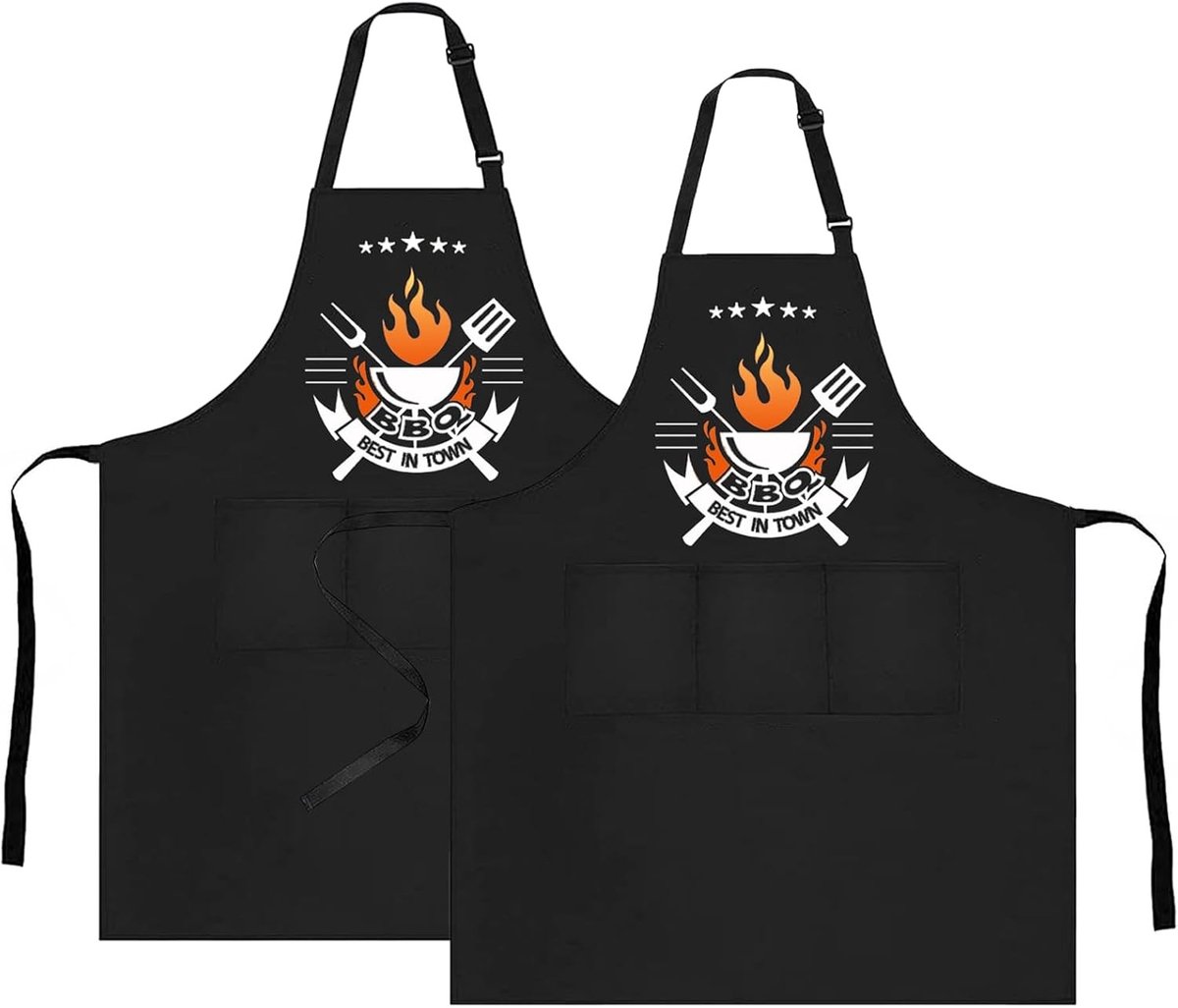 Kookschorten voor Mannen - 2-Pack BBQ Schorten met Zakjes voor Verjaardagen en Vaderdag, Perfecte Cadeaus voor Koks