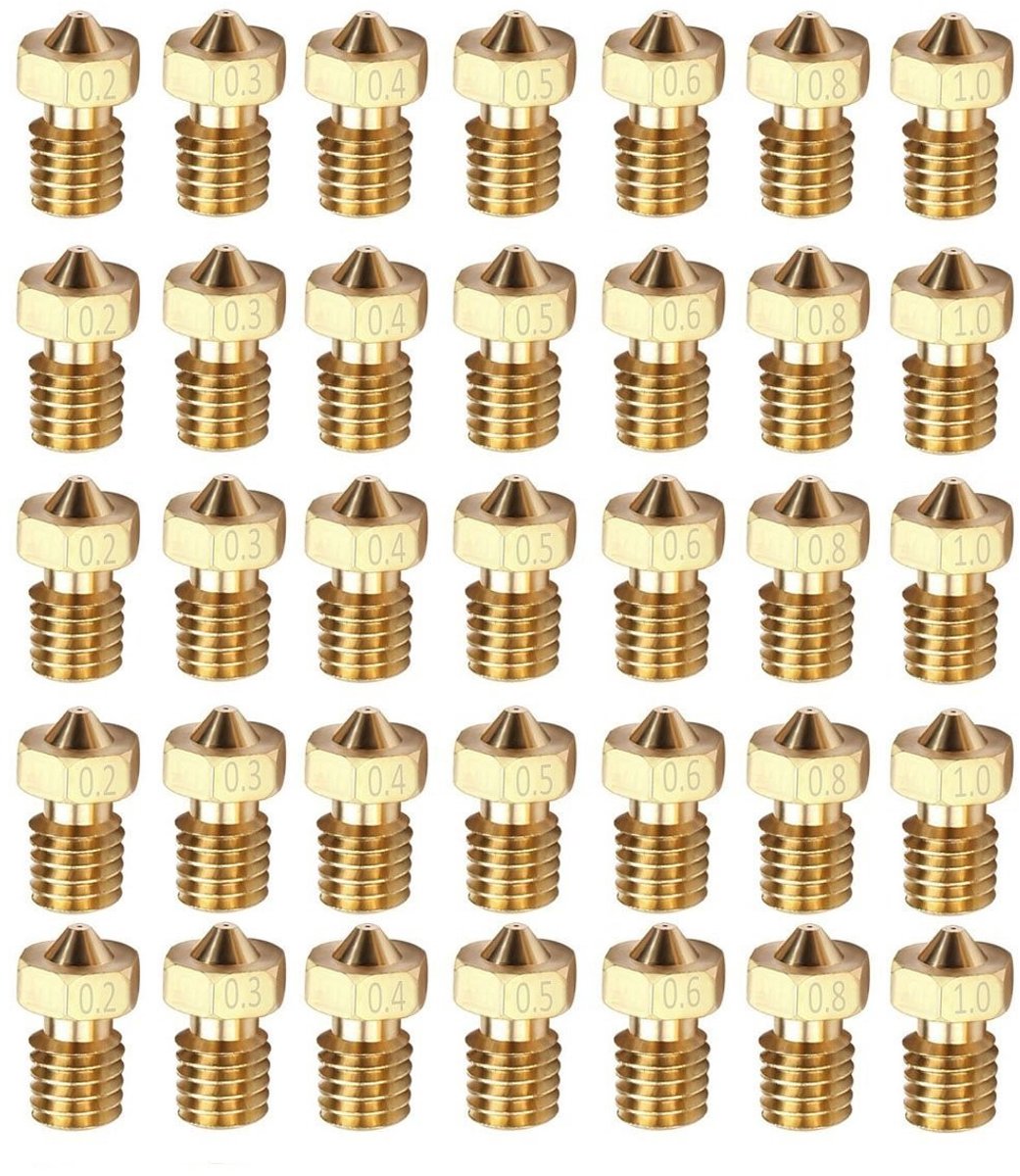 35 Stuks M6 1.75mm 3D Printer Messing Nozzles van 0.2mm tot 1mm voor Precisie Printen en Verbeterde Extrusie